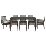 Garden Dining Set 9 pcs Brown Poly rattan 3334868