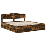Bed Frame with Drawer Smoked Oak 180 x 200 cm Engineer Wood 3412981