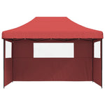 ZNTS Foldable Party Tent Pop-Up with 3 Sidewalls Burgundy 4005019