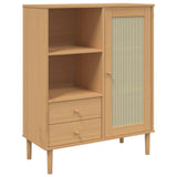 Highboard SENJA Rattan Look Brown 90x40x112 cm Solid Wood Pine 358055