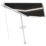 ZNTS Manual Retractable Awning with LED 450x300 cm Anthracite 3069564