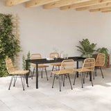 Garden Dining Set 7 pcs Brown Powder-Coated Steel 3379196