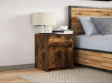 Bedside Cabinet with LED Lights Smoked Oak Engineered Wood 852006