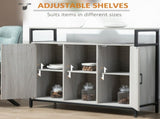 Modern Sideboard, Steel Frame Storage Cabinet with 2 Doors and Adjustable Shelves for Living Room, T3398P555935