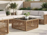 Garden Table Beige and Black 55 x 55 x 37 cm 42035135