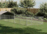 Outdoor Dog Kennel with Run 8x2x1.5 m Galvanised Steel 3329239