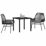 Garden Dining Set with Cushion 3 pcs Black Poly Rattan 3380869