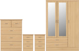 ZNTS Nevada 3 Door 2 Drawer Mirrored Wardrobe Bedroom Set 100-108-034