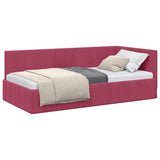 Corner Bed Frame with Headboard Wine Red 100 cm x 200 cm Velvet 42016321