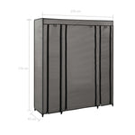 Wardrobe with Compartments and Rods Grey 150x45x176 cm Fabric 282436