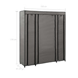 Wardrobe with Compartments and Rods Grey 150x45x176 cm Fabric 282436