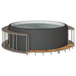 ZNTS Hot Tub Surround with Storage and Wooden Step Grey Poly Rattan 365611