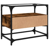 TV Cabinet with Glass Top Smoked Oak 60x35x51 cm Engineered Wood 846056