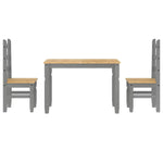 ZNTS 3 Piece Dining Set Panama Grey Solid Wood Pine 3345195