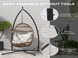 Hammock Chair Stand Only, Hanging Chair Stand with X-Shape Base, Heavy Duty Steel Single Hammock Egg T3398P324045