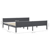 Bed Frame without Mattress Solid Pinewood Grey 200x200 cm 322130