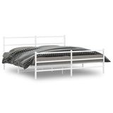 Metal Bed Frame without Mattress with Footboard White 183x213cm 355437