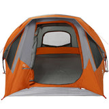 Camping Tent Cabin 4-Person Grey and Orange Waterproof 4100666