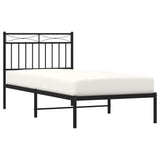 Metal Bed Frame without Mattress with Headboard Black 90x190cm 373683