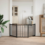 Dog Gate Foldable 3 Panels Black 150 cm Solid Wood Fir 352284