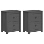 ZNTS Bedside Cabinets 2 pcs Grey 50x35x61.5 cm Solid Wood Pine 813684