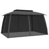 Gazebo with Double Roof and Mesh Walls Anthracite 3.93x2.93 m Steel 368452