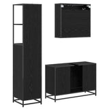 Bathroom Furniture Set 3 pcs Black Oak Engineered Wood 3402455