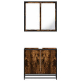 ZNTS 2 Piece Bathroom Furniture Set Smoked Oak Engineered Wood 3300887