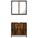 2 Piece Bathroom Furniture Set Smoked Oak Engineered Wood 3300887