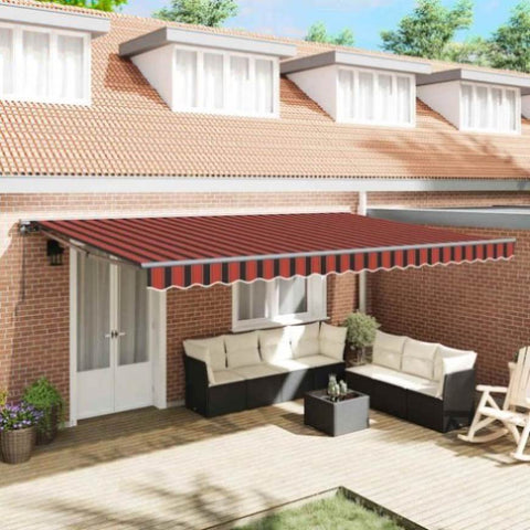 Retractable Awning Manual Orange and Brown 500x300 cm Fabric 3331235