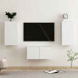 3 Piece TV Cabinet Set White Engineered Wood 3078657