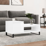 ZNTS Coffee Table High Gloss White 100x50x45 cm Engineered Wood 830838