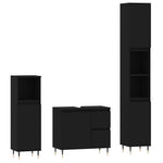 ZNTS 3 Piece Bathroom Furniture Set Black Engineered Wood 3190214