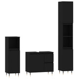 ZNTS 3 Piece Bathroom Furniture Set Black Engineered Wood 3190214