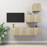 4 Piece TV Cabinet Set Sonoma Oak Engineered Wood 3079049