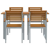 Garden Dining Set 5 pcs Grey Solid Acacia Wood 3284343