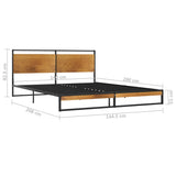 Bed Frame Black Powder-coated metal, MDF 140x200 Modern 324865