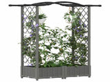 Raised Bed with Trellis and Roof Light Grey 124 x 40 x 125 cm 42032575