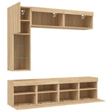 7 Piece TV Wall Cabinet Set with LED Lights Sonoma Oak 3216759
