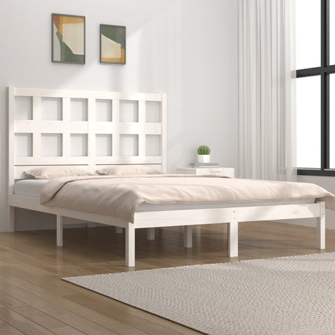 ZNTS Bed Frame without Mattress White 180x200 cm Super King Solid Wood Pine 3104494