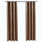 Blackout Curtains with Rings 2 pcs Velvet Beige 140x225 cm 134505