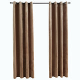Blackout Curtains with Rings 2 pcs Velvet Beige 140x225 cm 134505