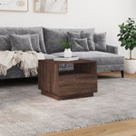 ZNTS Coffee Table with LED Lights Brown Oak 50x49x40 cm 839832