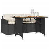 2 Piece Garden Dining Set with Cushions Black Poly Rattan 366336