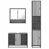 ZNTS 3 Piece Bathroom Furniture Set Grey Sonoma Engineered Wood 3301123
