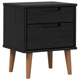 Bedside Cabinet Black 40 x 35 x 48 cm Solid Pine Wood 42020932