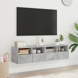 TV Wall Cabinets 2 pcs Concrete Grey 60x30x30 cm Engineered Wood 836861