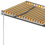Freestanding Manual Retractable Awning 350x250 cm Yellow/White 3069718