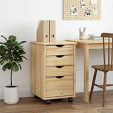 Rolling Cabinet Brown 34 x 39 x 56 cm Solid Pine Wood 42032388
