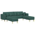 Fabric Sofa with Cushion 3 pcs Dark Green 208 cm Fabric 3335166